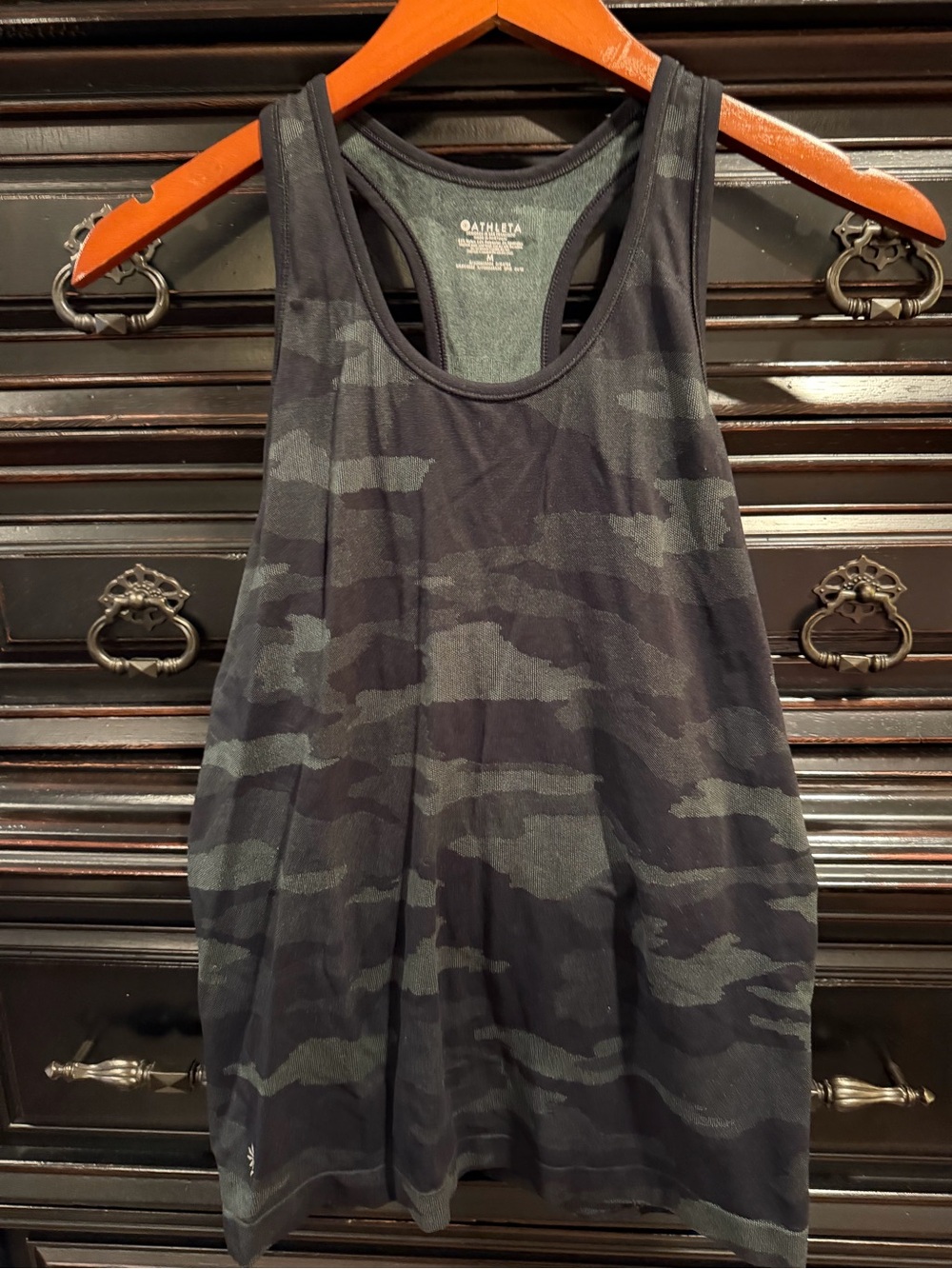 Athleta Black and Charcoal Camo Racerback Tank
